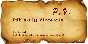 Páskuly Vincencia névjegykártya